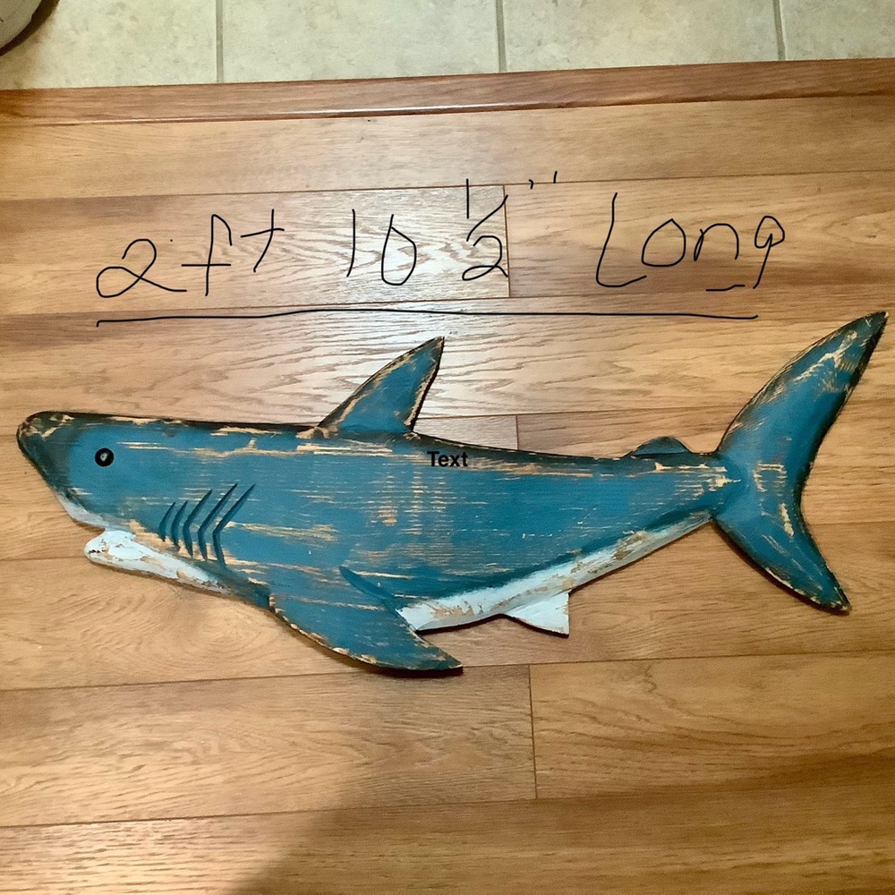 Rustic Blue Large Shark Wall Decor
